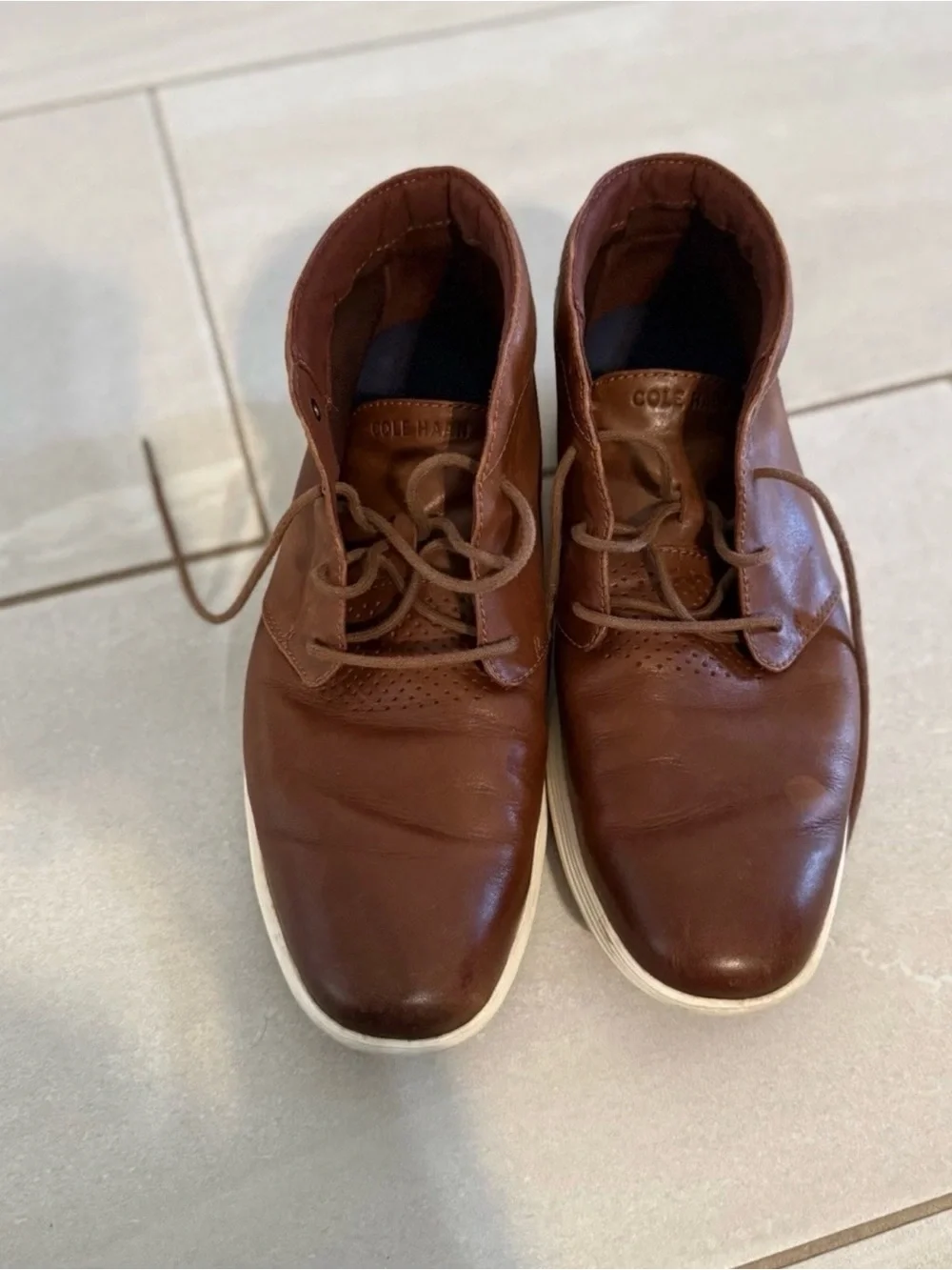 Cole Haan Men’s Leather Chukka Boots Brown Size 10M Casual Lace Up